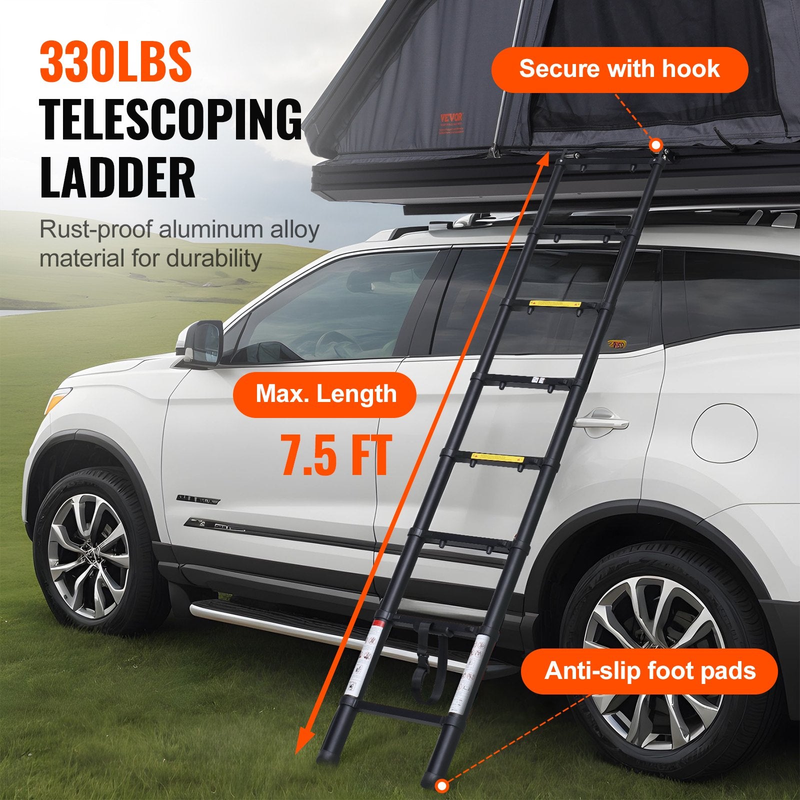 Rooftop Tent Hard Shell 2-3 Person Waterproof for Jeep SUV Truck w/ Ladder V952-CDZPSJKSJKJBEH00WV9