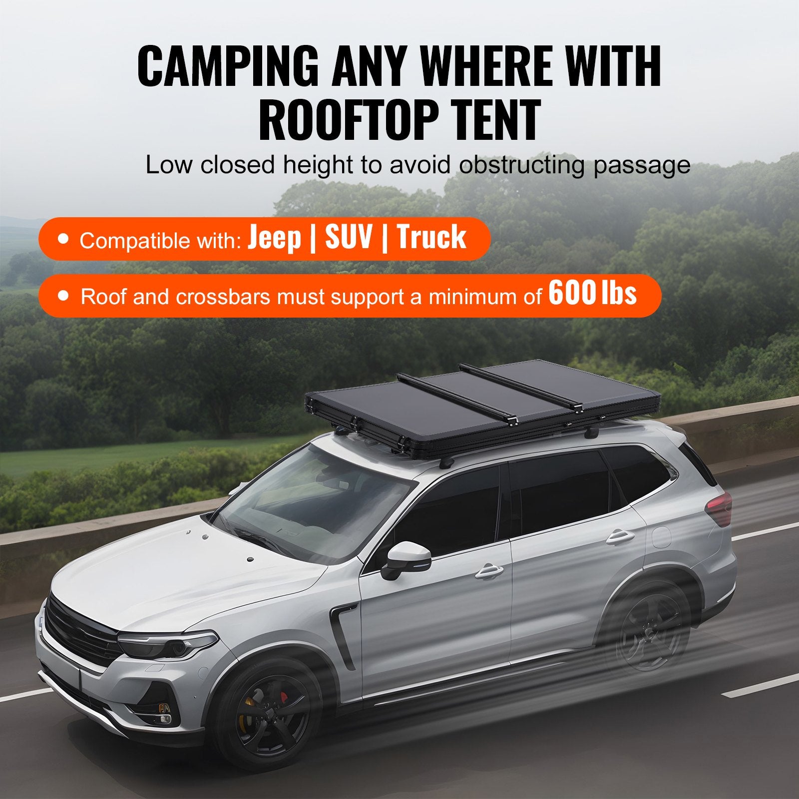 Rooftop Tent Hard Shell 2-3 Person Waterproof for Jeep SUV Truck w/ Ladder V952-CDZPSJKSJKJBEH00WV9