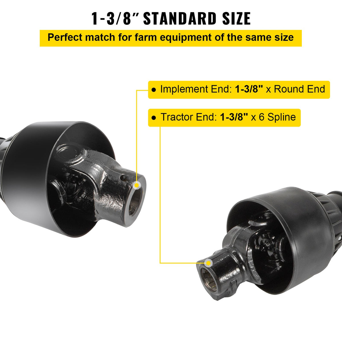 PTO Shaft PTO Drive Shaft 1-3/8" x 6 Spline Ends Round End T4 43"-61" V952-CDZT4B11004055001V0