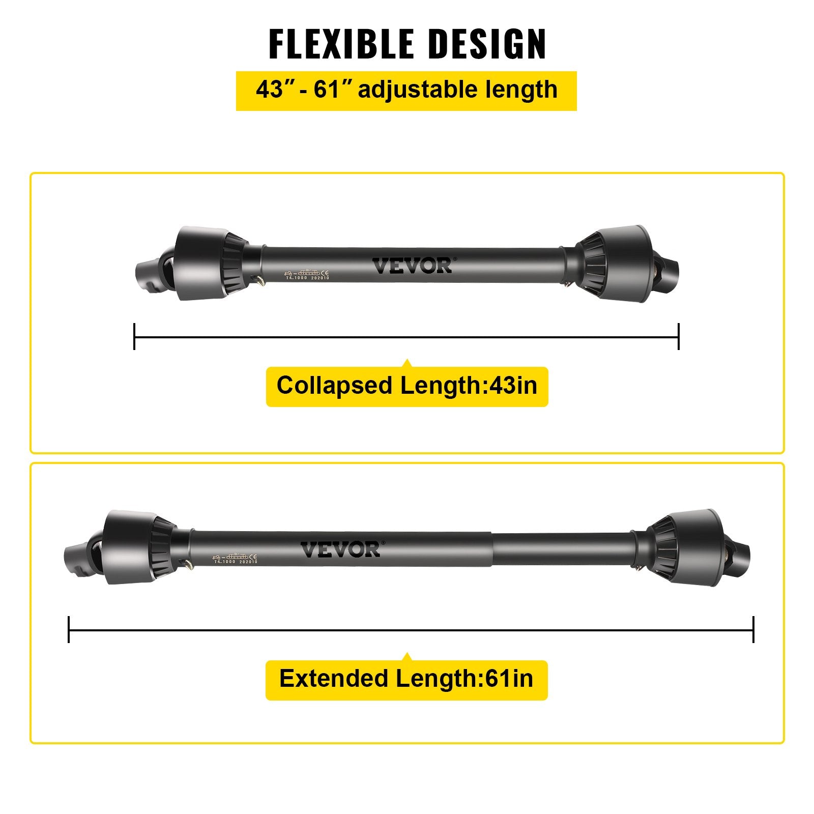 PTO Shaft PTO Drive Shaft 1-3/8" x 6 Spline Ends Round End T4 43"-61" V952-CDZT4B11004055001V0