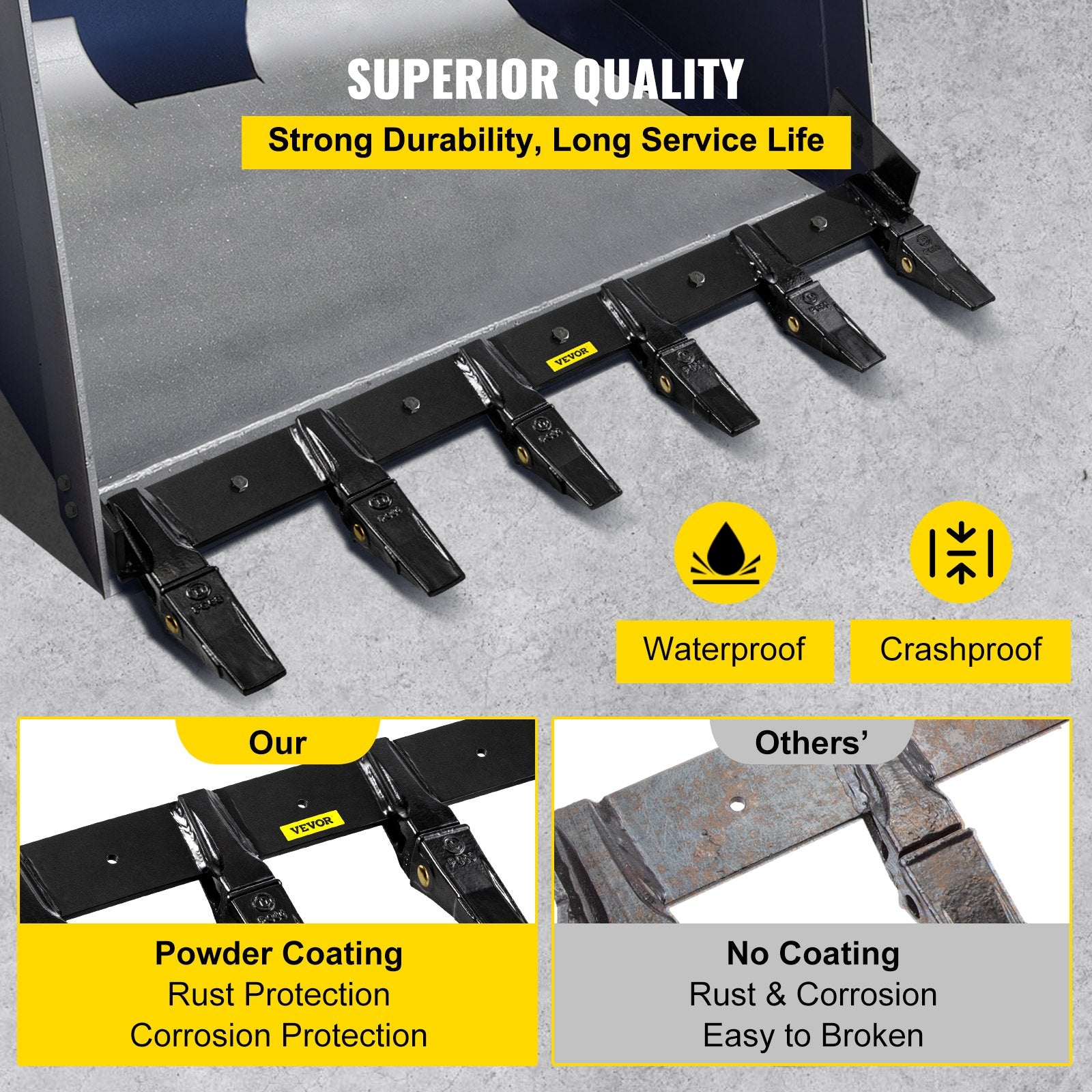 Bucket Tooth Bar, 48in Inside Bucket Width Tractor Bucket Teeth, 9.84in Teeth Space Tooth Bar for Loader V952-CDZTSWJ48INCHETVYV0