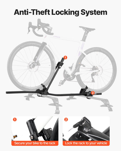 Roof Bike Rack, 15 kg Capacity, Upright Roof Mount Bicycle Rack with Secure Locking System for Most Standard V952-CDZXCJZLFZDC0GA9H001V0