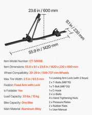 Roof Bike Rack, 15 kg Capacity, Upright Roof Mount Bicycle Rack with Secure Locking System for Most Standard V952-CDZXCJZLFZDC0GA9H001V0