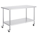 Stainless Steel Work Table 30 x 60 x 38 Inch, with 4 Wheels, 3 Adjustable Height Levels, Heavy Duty Food Prep V952-CFBXGGZTLCDJ1CSD7V0