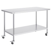 Stainless Steel Work Table 30 x 60 x 38 Inch, with 4 Wheels, 3 Adjustable Height Levels, Heavy Duty Food Prep V952-CFBXGGZTLCDJ1CSD7V0