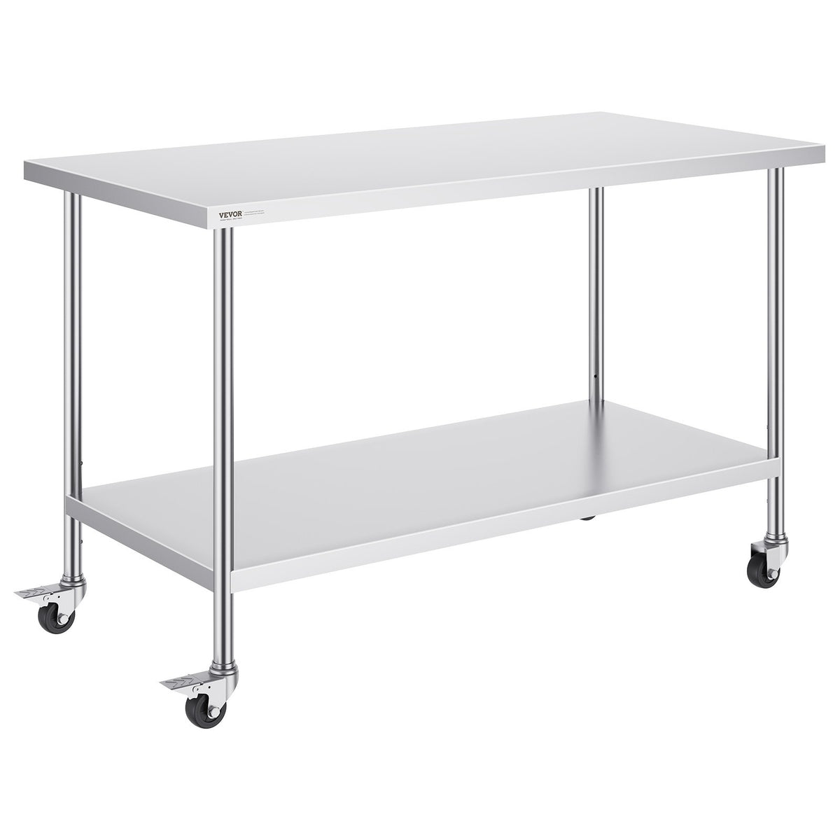 Stainless Steel Work Table 30 x 60 x 38 Inch, with 4 Wheels, 3 Adjustable Height Levels, Heavy Duty Food Prep V952-CFBXGGZTLCDJ1CSD7V0
