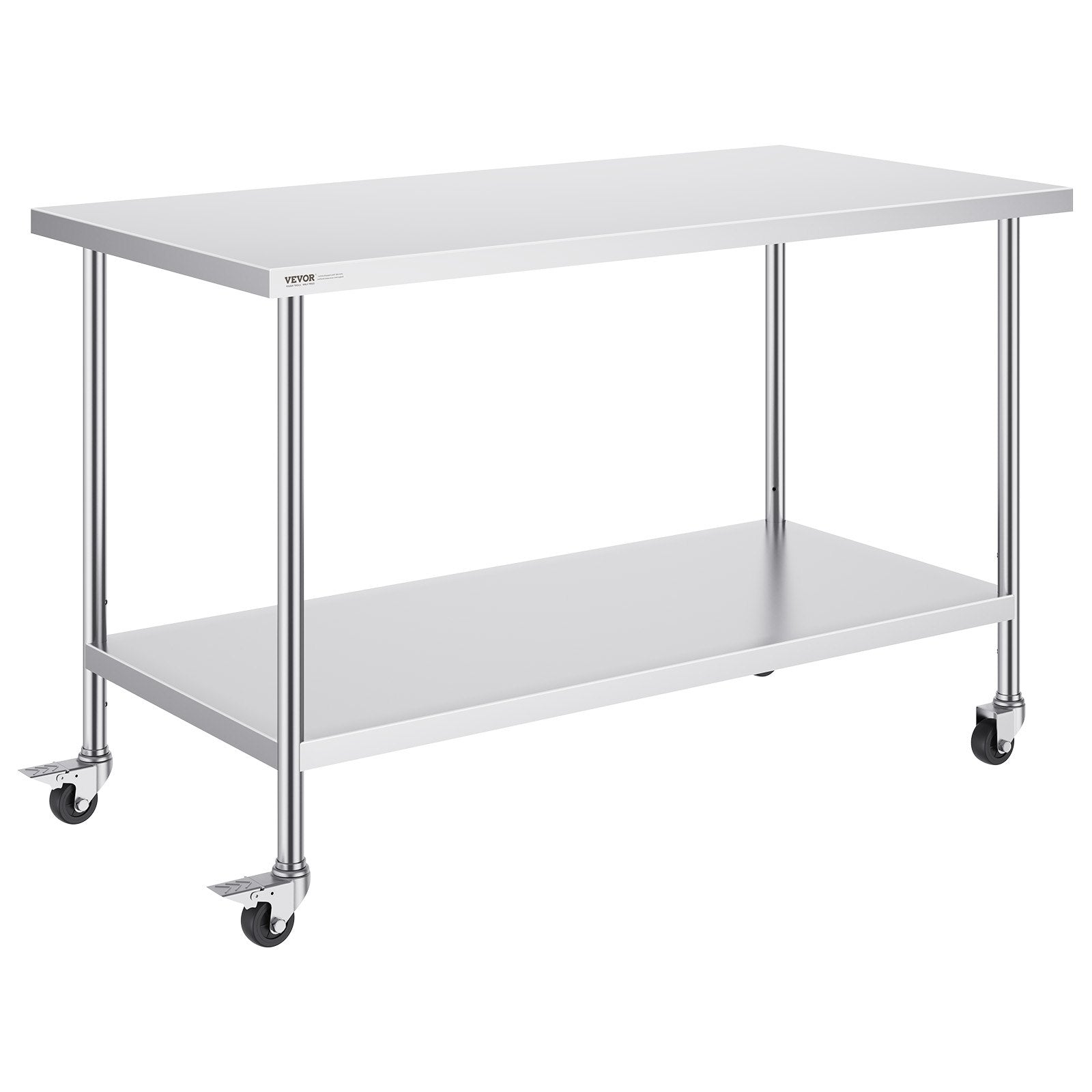 Stainless Steel Work Table 30 x 60 x 38 Inch, with 4 Wheels, 3 Adjustable Height Levels, Heavy Duty Food Prep V952-CFBXGGZTLCDJ1CSD7V0