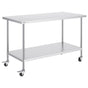 Stainless Steel Work Table 30 x 60 x 38 Inch, with 4 Wheels, 3 Adjustable Height Levels, Heavy Duty Food Prep V952-CFBXGGZTLCDJ1CSD7V0