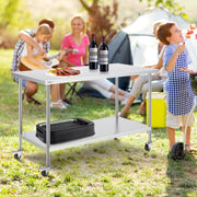 Stainless Steel Work Table 30 x 60 x 38 Inch, with 4 Wheels, 3 Adjustable Height Levels, Heavy Duty Food Prep V952-CFBXGGZTLCDJ1CSD7V0