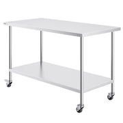 Stainless Steel Work Table 30 x 60 x 38 Inch, with 4 Wheels, 3 Adjustable Height Levels, Heavy Duty Food Prep V952-CFBXGGZTLCDJ1CSD7V0