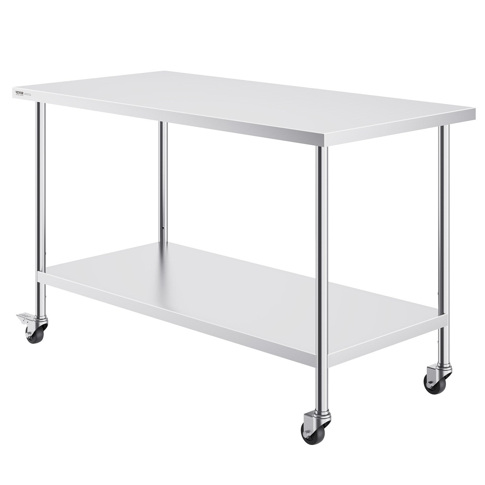 Stainless Steel Work Table 30 x 60 x 38 Inch, with 4 Wheels, 3 Adjustable Height Levels, Heavy Duty Food Prep V952-CFBXGGZTLCDJ1CSD7V0