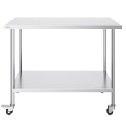 Stainless Steel Work Table 30 x 60 x 38 Inch, with 4 Wheels, 3 Adjustable Height Levels, Heavy Duty Food Prep V952-CFBXGGZTLCDJ1CSD7V0