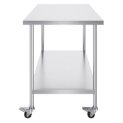 Stainless Steel Work Table 30 x 60 x 38 Inch, with 4 Wheels, 3 Adjustable Height Levels, Heavy Duty Food Prep V952-CFBXGGZTLCDJ1CSD7V0
