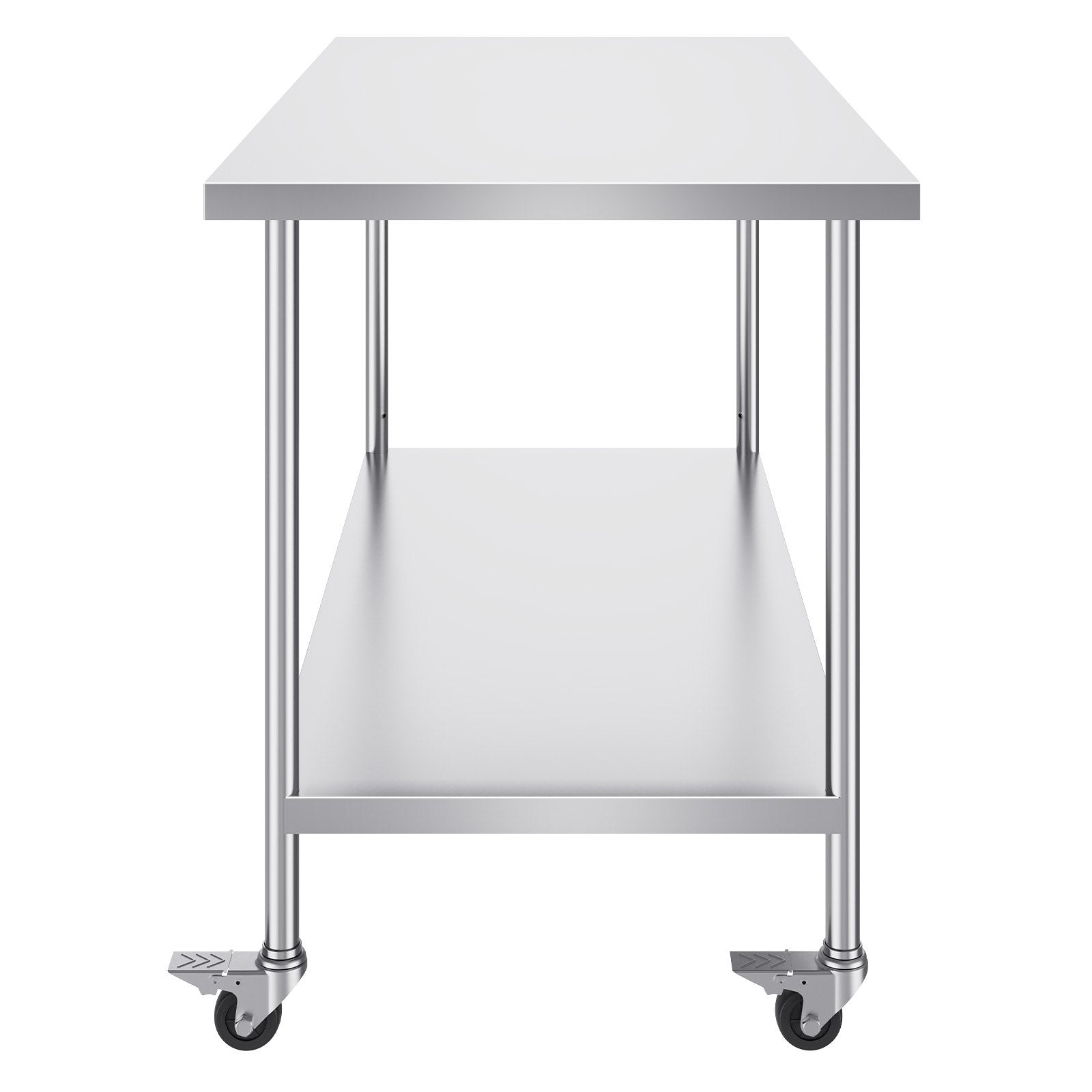 Stainless Steel Work Table 30 x 60 x 38 Inch, with 4 Wheels, 3 Adjustable Height Levels, Heavy Duty Food Prep V952-CFBXGGZTLCDJ1CSD7V0
