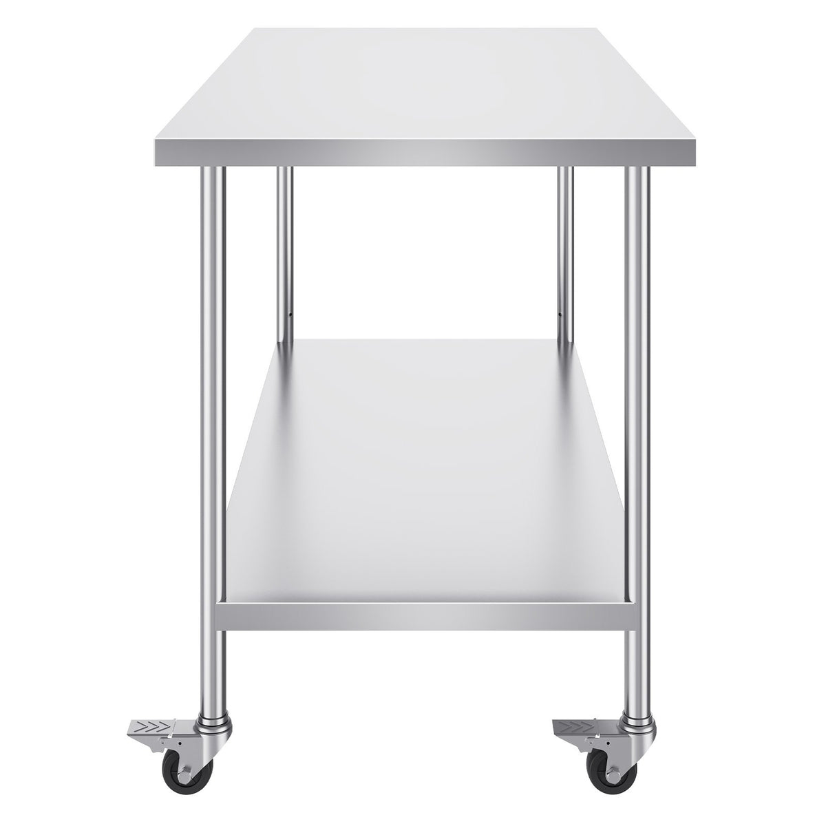 Stainless Steel Work Table 30 x 60 x 38 Inch, with 4 Wheels, 3 Adjustable Height Levels, Heavy Duty Food Prep V952-CFBXGGZTLCDJ1CSD7V0