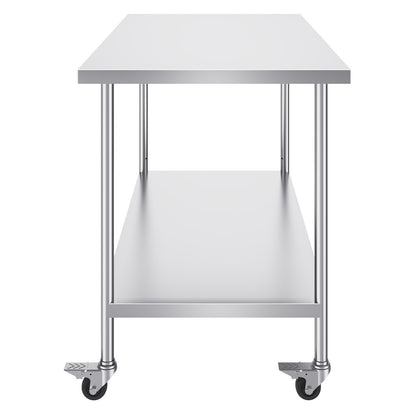 Stainless Steel Work Table 30 x 60 x 38 Inch, with 4 Wheels, 3 Adjustable Height Levels, Heavy Duty Food Prep V952-CFBXGGZTLCDJ1CSD7V0