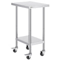 Stainless Steel Work Table 24 x 18 x 38 Inch, with 4 Wheels, 3 Adjustable Height Levels, Heavy Duty Food Prep V952-CFBXGGZTLCDJ3QDV2V0