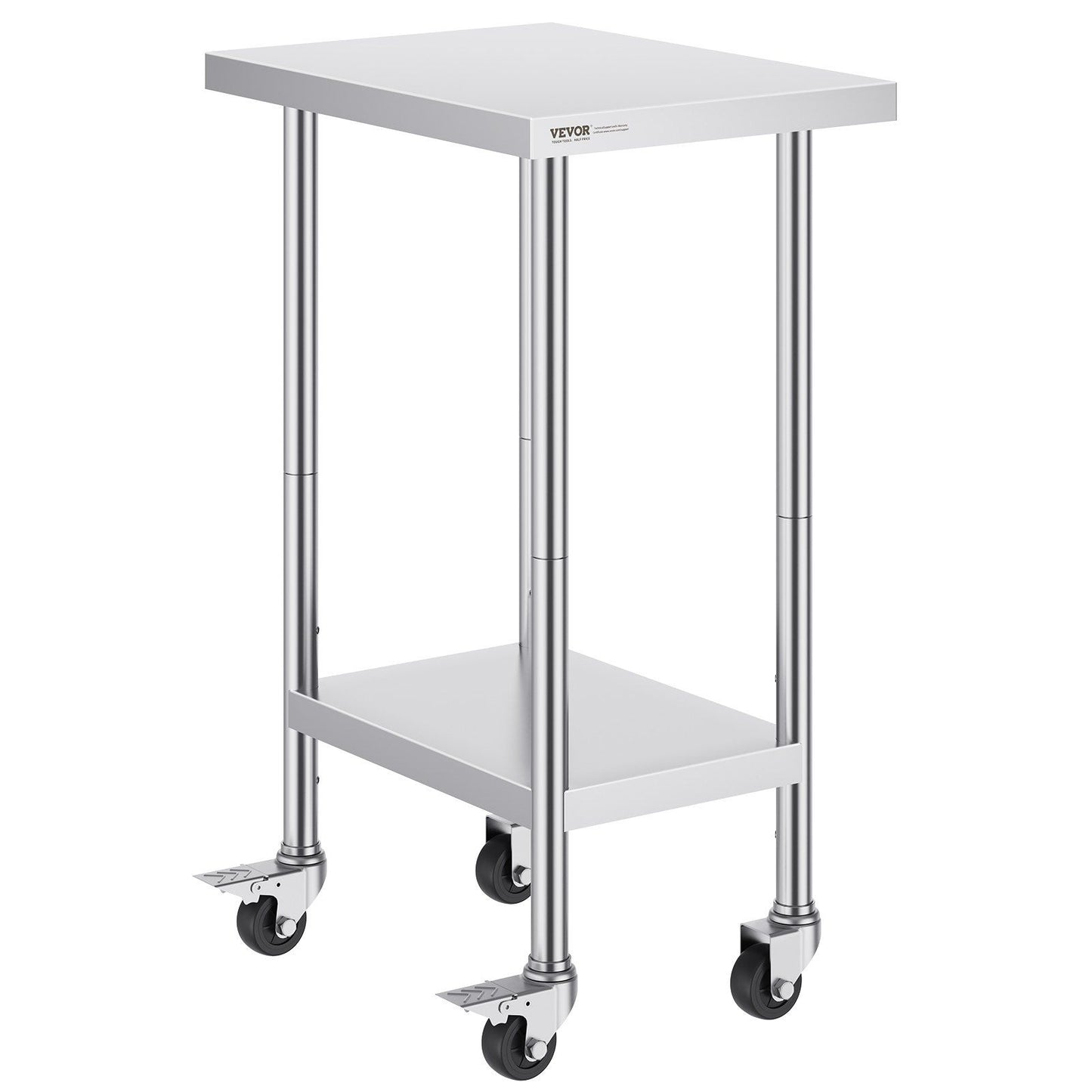 Stainless Steel Work Table 24 x 18 x 38 Inch, with 4 Wheels, 3 Adjustable Height Levels, Heavy Duty Food Prep V952-CFBXGGZTLCDJ3QDV2V0