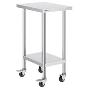 Stainless Steel Work Table 24 x 18 x 38 Inch, with 4 Wheels, 3 Adjustable Height Levels, Heavy Duty Food Prep V952-CFBXGGZTLCDJ3QDV2V0