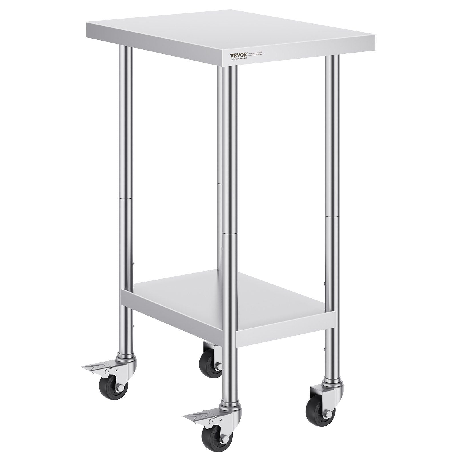 Stainless Steel Work Table 24 x 18 x 38 Inch, with 4 Wheels, 3 Adjustable Height Levels, Heavy Duty Food Prep V952-CFBXGGZTLCDJ3QDV2V0