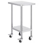 Stainless Steel Work Table 24 x 18 x 38 Inch, with 4 Wheels, 3 Adjustable Height Levels, Heavy Duty Food Prep V952-CFBXGGZTLCDJ3QDV2V0