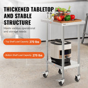 Stainless Steel Work Table 24 x 18 x 38 Inch, with 4 Wheels, 3 Adjustable Height Levels, Heavy Duty Food Prep V952-CFBXGGZTLCDJ3QDV2V0