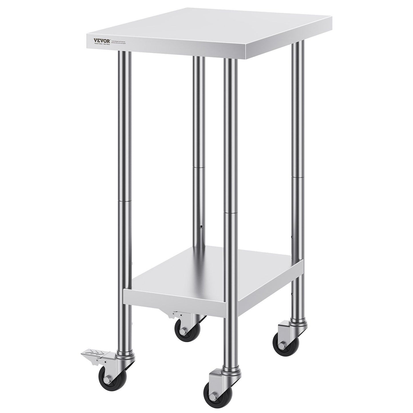 Stainless Steel Work Table 24 x 18 x 38 Inch, with 4 Wheels, 3 Adjustable Height Levels, Heavy Duty Food Prep V952-CFBXGGZTLCDJ3QDV2V0