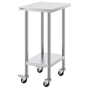 Stainless Steel Work Table 24 x 18 x 38 Inch, with 4 Wheels, 3 Adjustable Height Levels, Heavy Duty Food Prep V952-CFBXGGZTLCDJ3QDV2V0