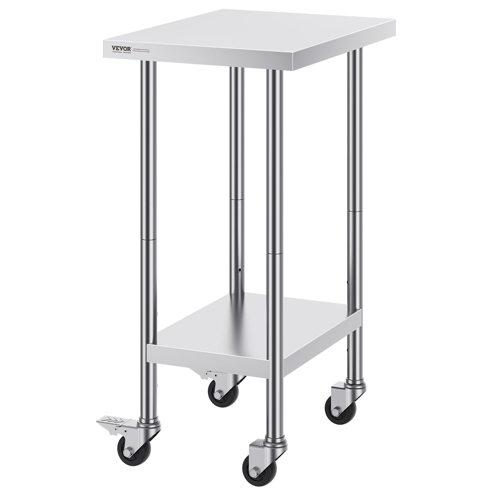 Stainless Steel Work Table 24 x 18 x 38 Inch, with 4 Wheels, 3 Adjustable Height Levels, Heavy Duty Food Prep V952-CFBXGGZTLCDJ3QDV2V0
