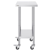 Stainless Steel Work Table 24 x 18 x 38 Inch, with 4 Wheels, 3 Adjustable Height Levels, Heavy Duty Food Prep V952-CFBXGGZTLCDJ3QDV2V0