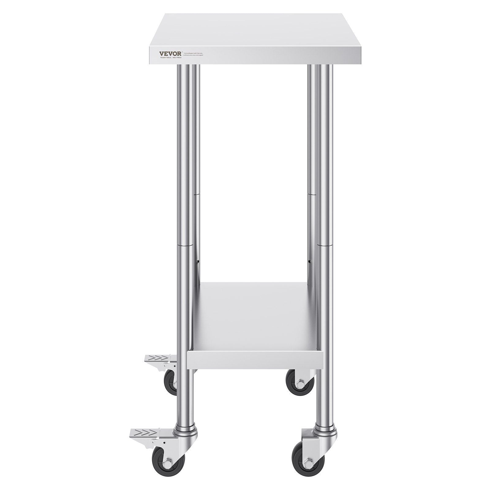 Stainless Steel Work Table 24 x 18 x 38 Inch, with 4 Wheels, 3 Adjustable Height Levels, Heavy Duty Food Prep V952-CFBXGGZTLCDJ3QDV2V0