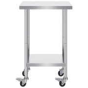 Stainless Steel Work Table 24 x 18 x 38 Inch, with 4 Wheels, 3 Adjustable Height Levels, Heavy Duty Food Prep V952-CFBXGGZTLCDJ3QDV2V0