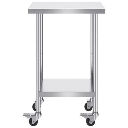 Stainless Steel Work Table 24 x 18 x 38 Inch, with 4 Wheels, 3 Adjustable Height Levels, Heavy Duty Food Prep V952-CFBXGGZTLCDJ3QDV2V0
