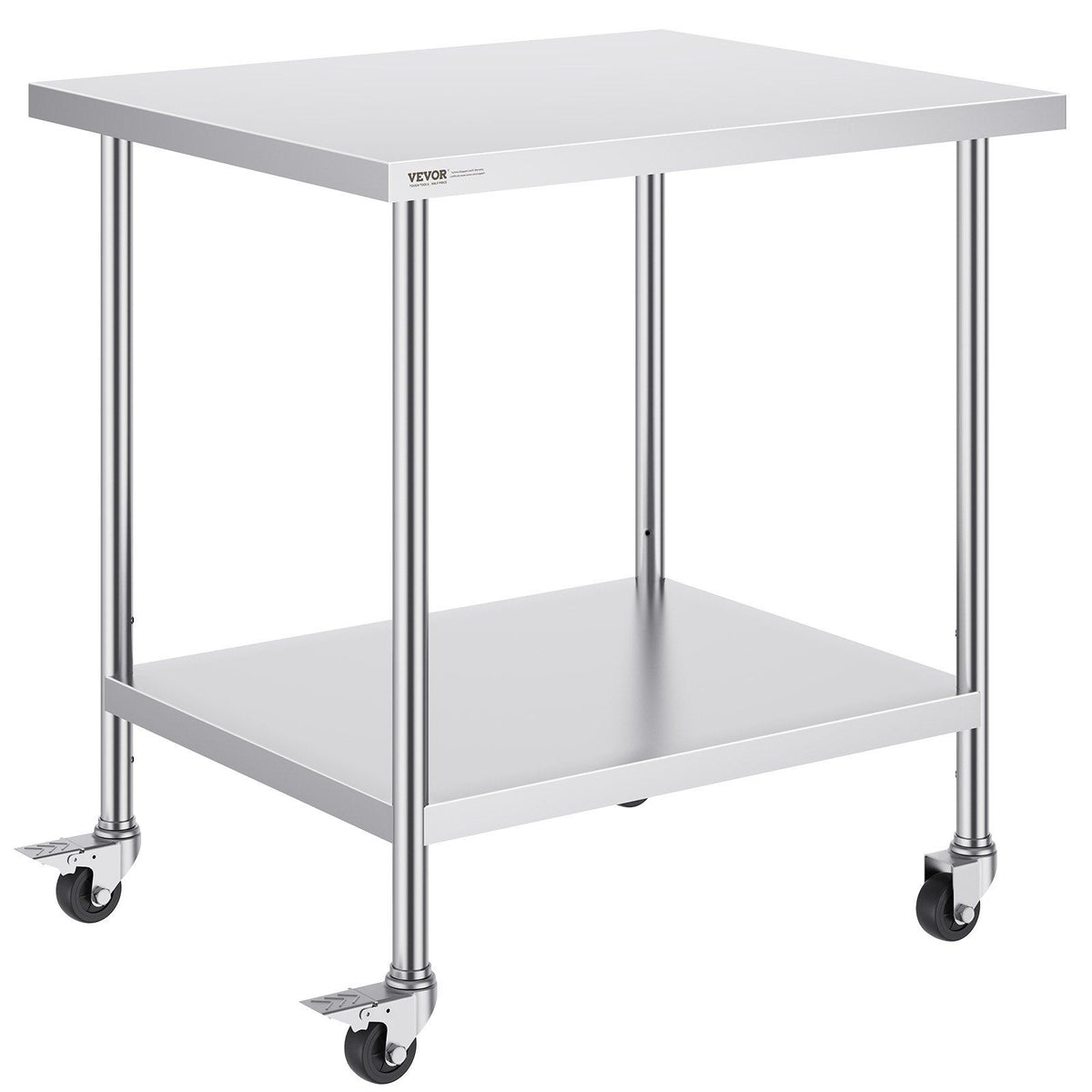 Stainless Steel Work Table 30 x 36 x 38 Inch, with 4 Wheels, 3 Adjustable Height Levels, Heavy Duty Food Prep V952-CFBXGGZTLCDJ7EQSTV0