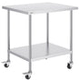 Stainless Steel Work Table 30 x 36 x 38 Inch, with 4 Wheels, 3 Adjustable Height Levels, Heavy Duty Food Prep V952-CFBXGGZTLCDJ7EQSTV0
