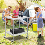 Stainless Steel Work Table 30 x 36 x 38 Inch, with 4 Wheels, 3 Adjustable Height Levels, Heavy Duty Food Prep V952-CFBXGGZTLCDJ7EQSTV0