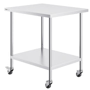 Stainless Steel Work Table 30 x 36 x 38 Inch, with 4 Wheels, 3 Adjustable Height Levels, Heavy Duty Food Prep V952-CFBXGGZTLCDJ7EQSTV0