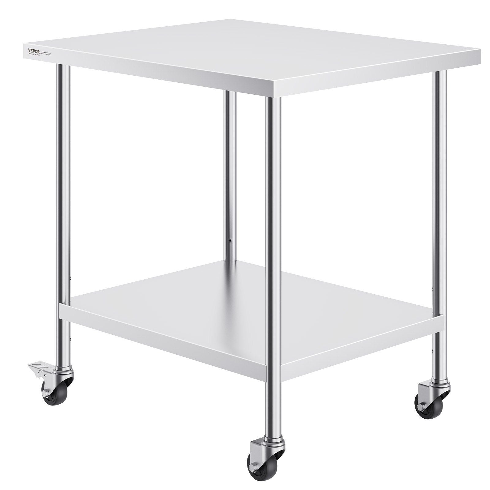 Stainless Steel Work Table 30 x 36 x 38 Inch, with 4 Wheels, 3 Adjustable Height Levels, Heavy Duty Food Prep V952-CFBXGGZTLCDJ7EQSTV0