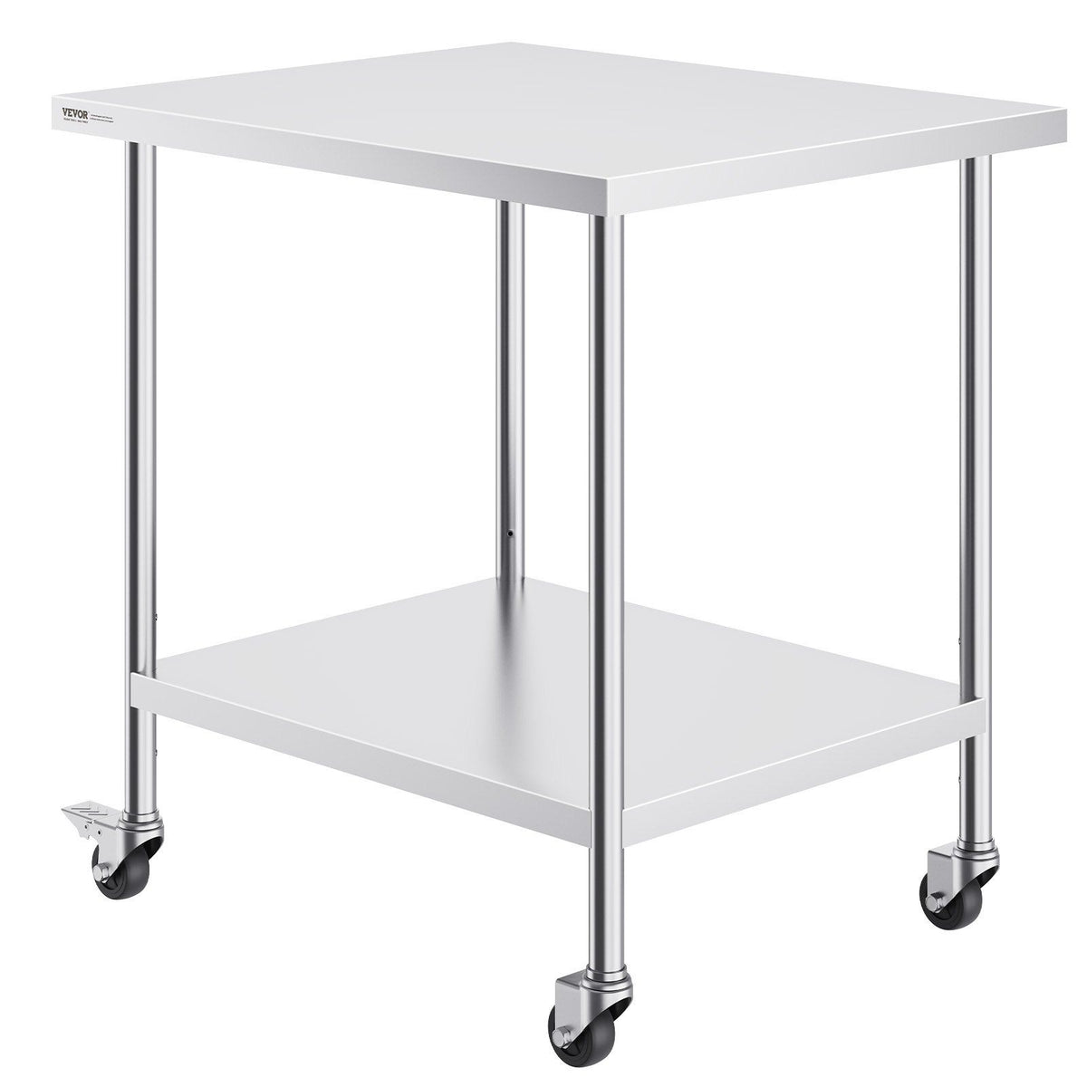 Stainless Steel Work Table 30 x 36 x 38 Inch, with 4 Wheels, 3 Adjustable Height Levels, Heavy Duty Food Prep V952-CFBXGGZTLCDJ7EQSTV0