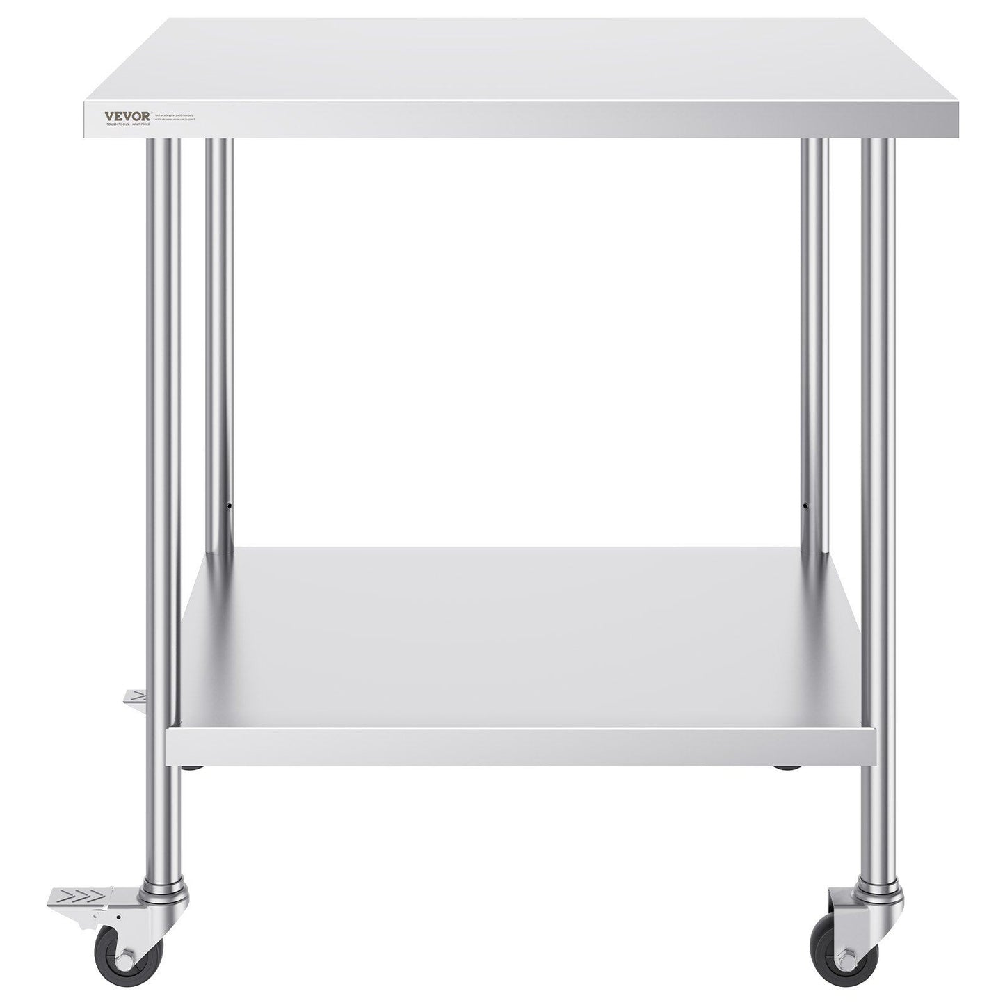 Stainless Steel Work Table 30 x 36 x 38 Inch, with 4 Wheels, 3 Adjustable Height Levels, Heavy Duty Food Prep V952-CFBXGGZTLCDJ7EQSTV0