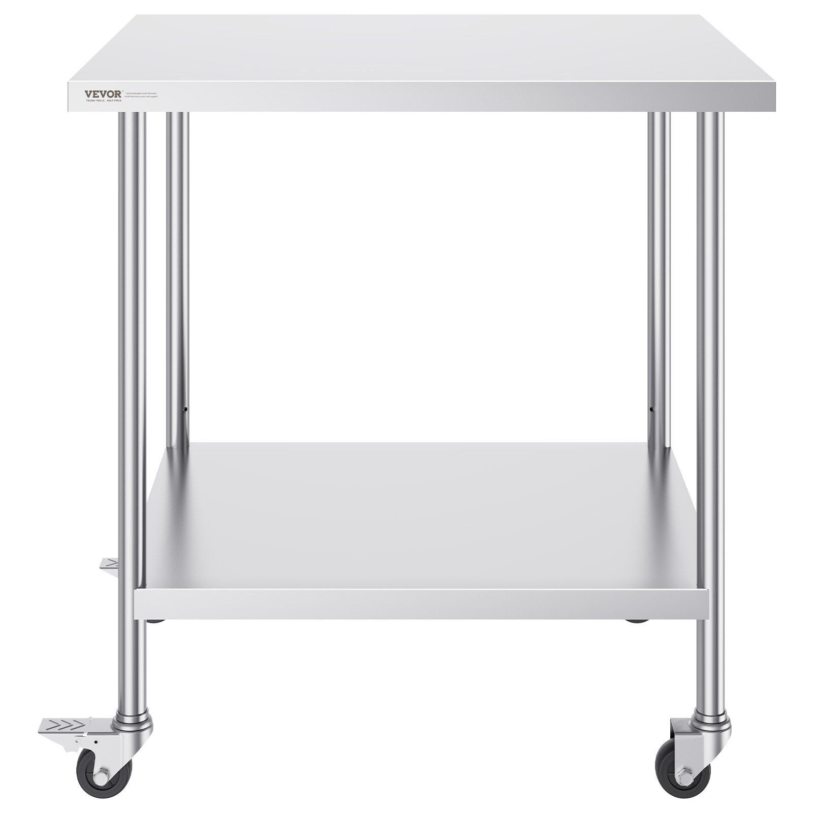 Stainless Steel Work Table 30 x 36 x 38 Inch, with 4 Wheels, 3 Adjustable Height Levels, Heavy Duty Food Prep V952-CFBXGGZTLCDJ7EQSTV0