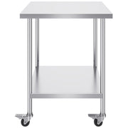 Stainless Steel Work Table 30 x 36 x 38 Inch, with 4 Wheels, 3 Adjustable Height Levels, Heavy Duty Food Prep V952-CFBXGGZTLCDJ7EQSTV0