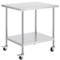 Stainless Steel Work Table 30 x 18 x 38 Inch, with 4 Wheels, 3 Adjustable Height Levels, Heavy Duty Food Prep V952-CFBXGGZTLCDJB9CR8V0