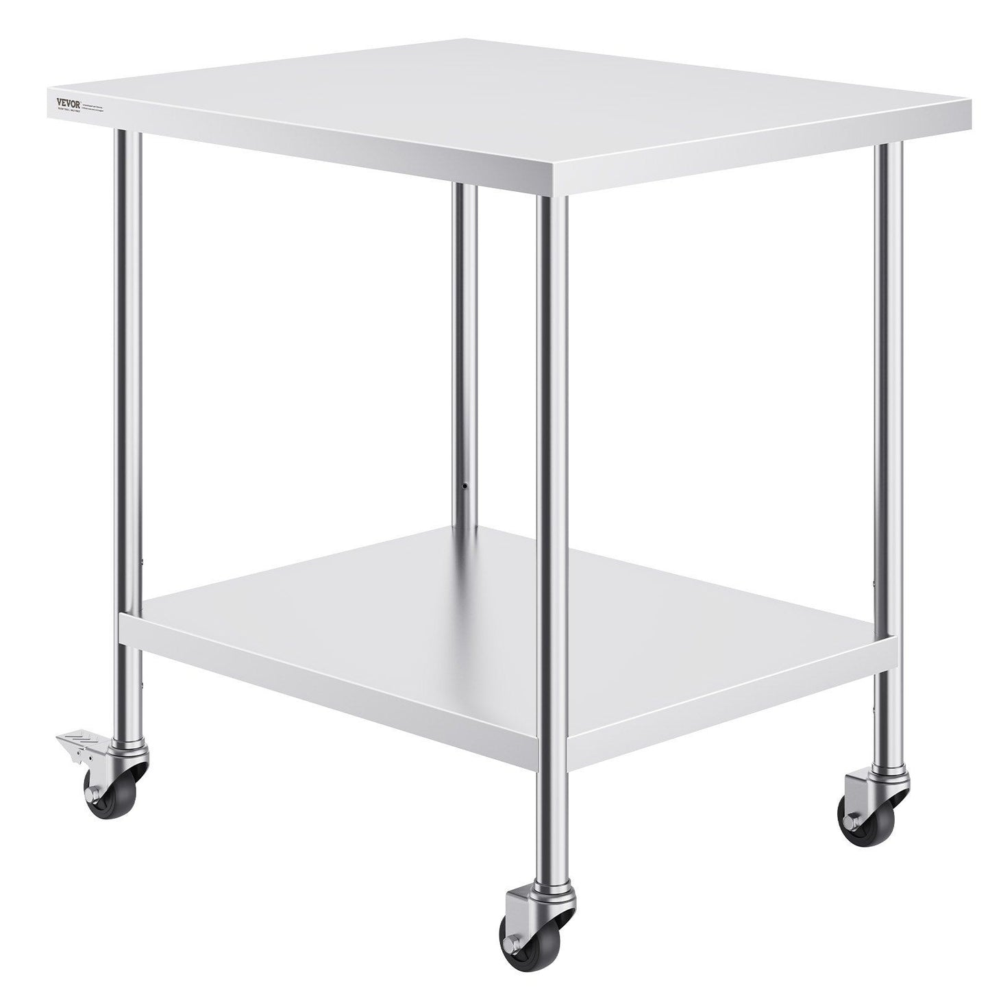 Stainless Steel Work Table 30 x 18 x 38 Inch, with 4 Wheels, 3 Adjustable Height Levels, Heavy Duty Food Prep V952-CFBXGGZTLCDJB9CR8V0