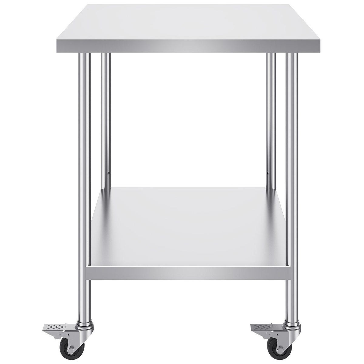 Stainless Steel Work Table 30 x 18 x 38 Inch, with 4 Wheels, 3 Adjustable Height Levels, Heavy Duty Food Prep V952-CFBXGGZTLCDJB9CR8V0