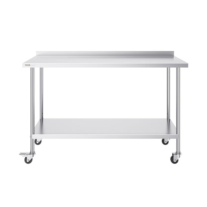 24 x 60 x 40 Inch Stainless Steel Work Table, Commercial Food Prep Worktable with Casters, Heavy Duty Prep V952-CFBXGGZTLCDJBPWUXV0