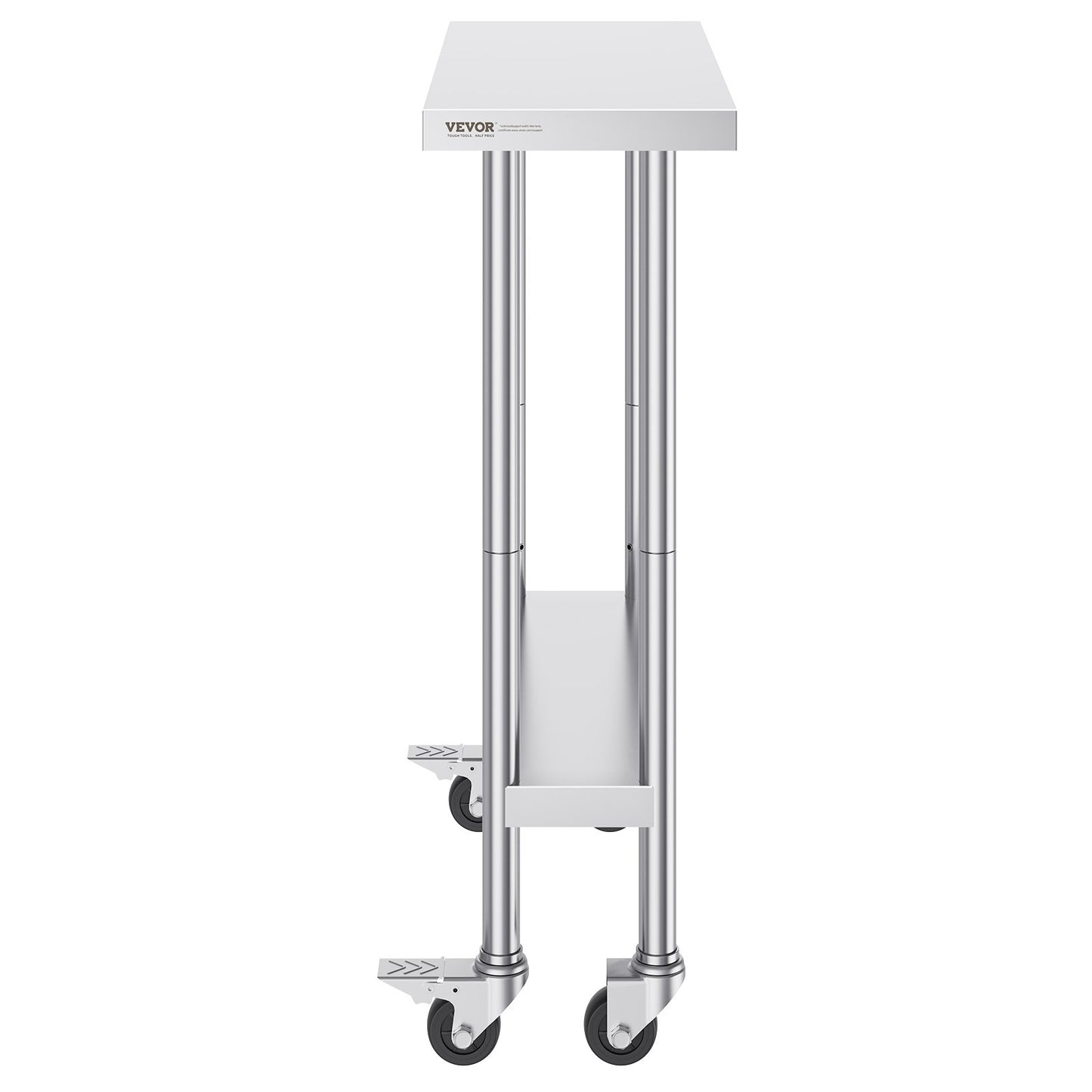Stainless Steel Work Table 30 x 12 x 38 Inch, with 4 Wheels, 3 Adjustable Height Levels, Heavy Duty Food Prep V952-CFBXGGZTLCDJEZMQSV0