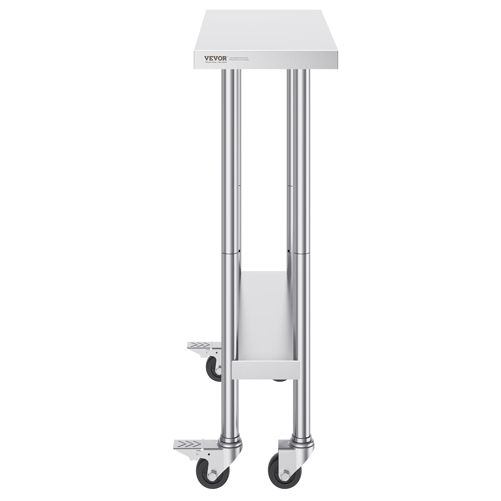 Stainless Steel Work Table 30 x 12 x 38 Inch, with 4 Wheels, 3 Adjustable Height Levels, Heavy Duty Food Prep V952-CFBXGGZTLCDJEZMQSV0