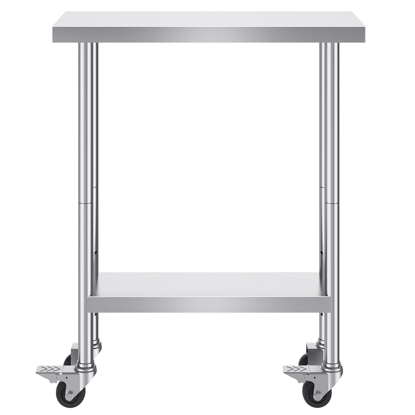 Stainless Steel Work Table 30 x 12 x 38 Inch, with 4 Wheels, 3 Adjustable Height Levels, Heavy Duty Food Prep V952-CFBXGGZTLCDJEZMQSV0