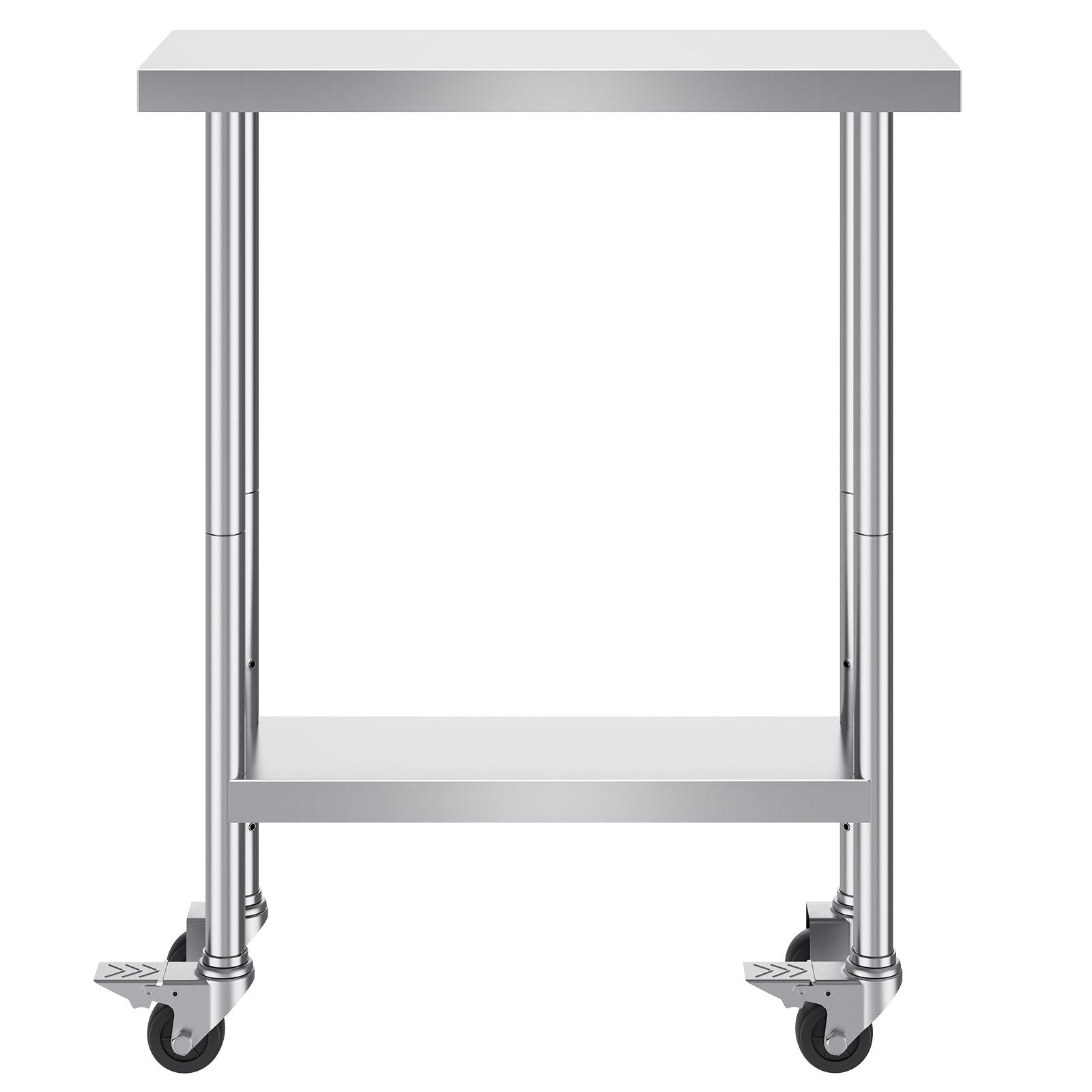 Stainless Steel Work Table 30 x 12 x 38 Inch, with 4 Wheels, 3 Adjustable Height Levels, Heavy Duty Food Prep V952-CFBXGGZTLCDJEZMQSV0